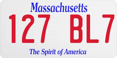 MA license plate 127BL7