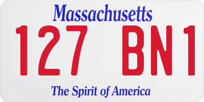 MA license plate 127BN1