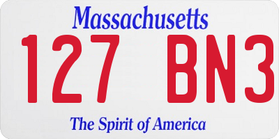 MA license plate 127BN3