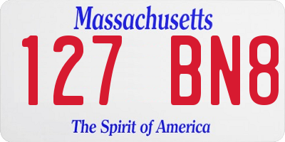 MA license plate 127BN8