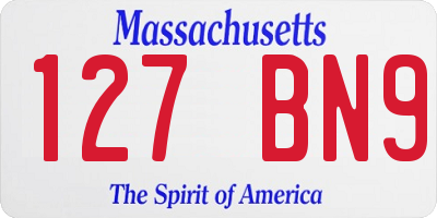 MA license plate 127BN9