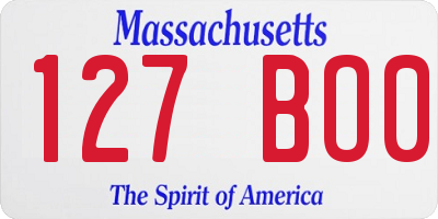 MA license plate 127BO0