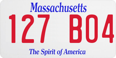 MA license plate 127BO4