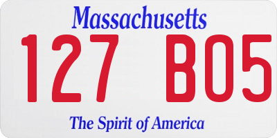 MA license plate 127BO5