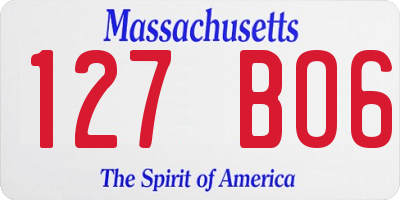 MA license plate 127BO6