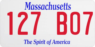 MA license plate 127BO7