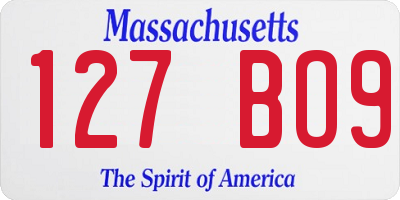 MA license plate 127BO9