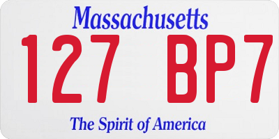 MA license plate 127BP7