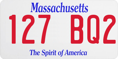 MA license plate 127BQ2
