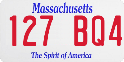 MA license plate 127BQ4