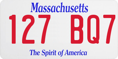 MA license plate 127BQ7