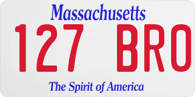 MA license plate 127BR0