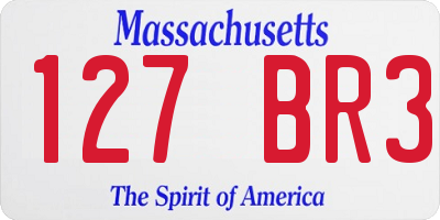 MA license plate 127BR3