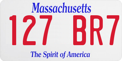 MA license plate 127BR7