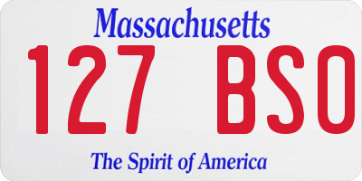 MA license plate 127BS0
