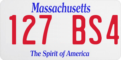 MA license plate 127BS4