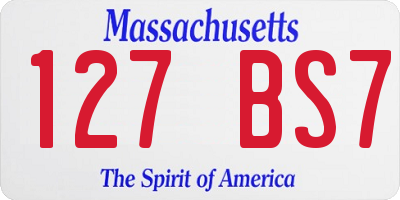 MA license plate 127BS7