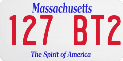 MA license plate 127BT2