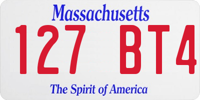 MA license plate 127BT4