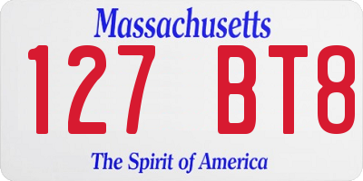 MA license plate 127BT8
