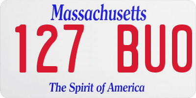 MA license plate 127BU0