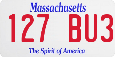 MA license plate 127BU3