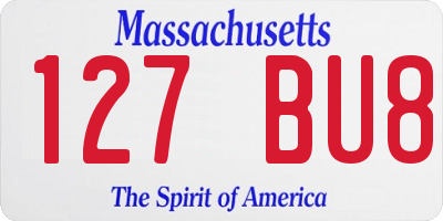 MA license plate 127BU8