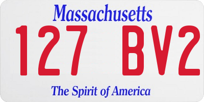 MA license plate 127BV2