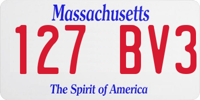 MA license plate 127BV3