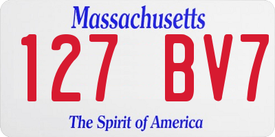 MA license plate 127BV7