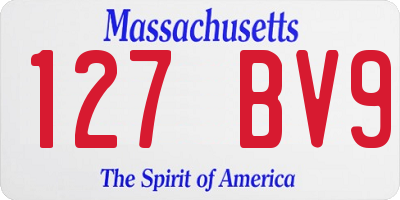 MA license plate 127BV9