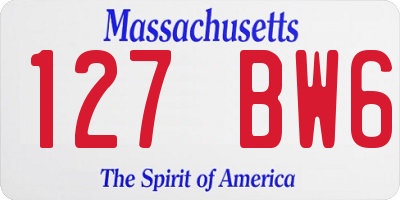 MA license plate 127BW6