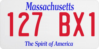MA license plate 127BX1
