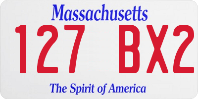MA license plate 127BX2