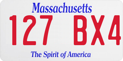 MA license plate 127BX4