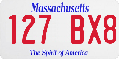 MA license plate 127BX8