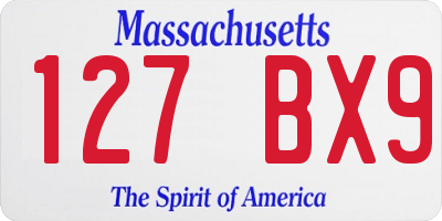 MA license plate 127BX9