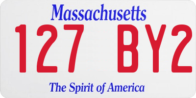 MA license plate 127BY2