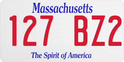 MA license plate 127BZ2