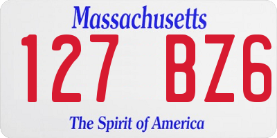 MA license plate 127BZ6