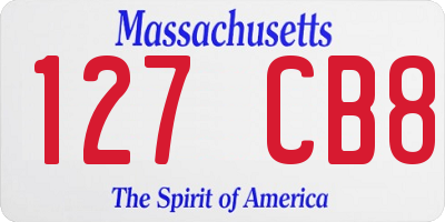 MA license plate 127CB8