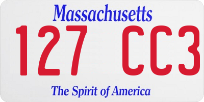 MA license plate 127CC3