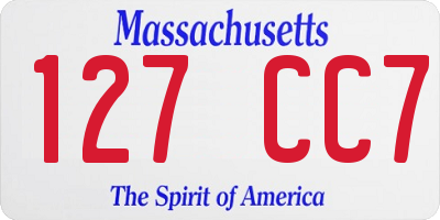 MA license plate 127CC7