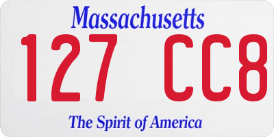 MA license plate 127CC8
