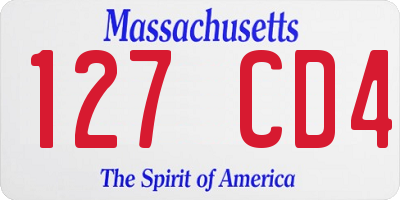 MA license plate 127CD4