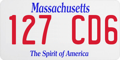 MA license plate 127CD6
