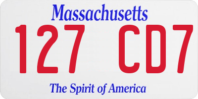 MA license plate 127CD7