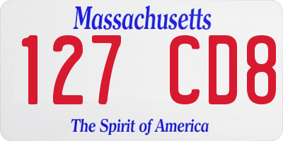 MA license plate 127CD8