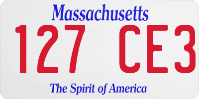 MA license plate 127CE3