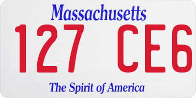 MA license plate 127CE6